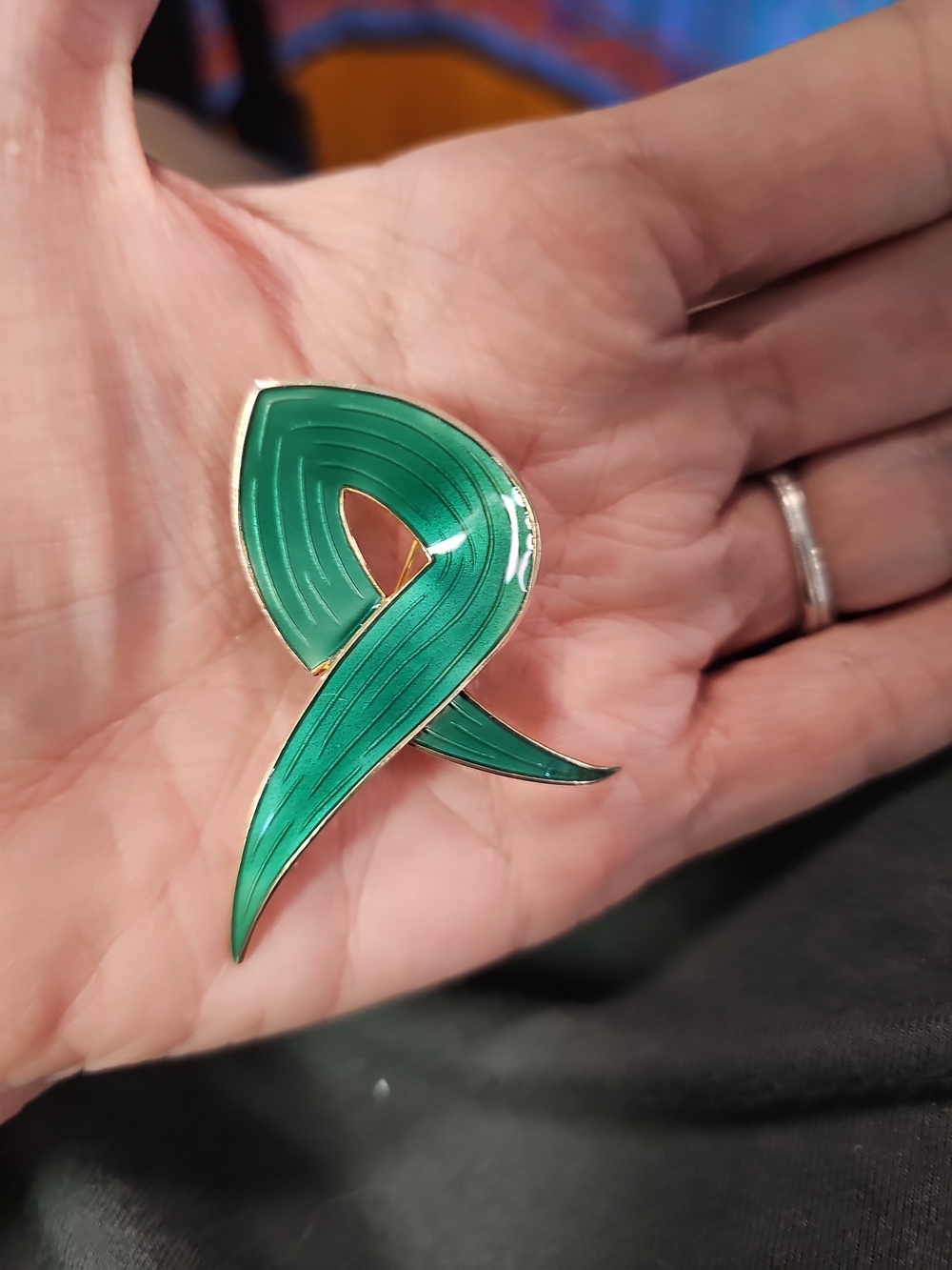 Sterling Enamel Brooch- Signed